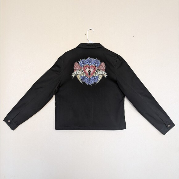 VTG Lucky 13 Collared Lightweight Biker Jacket Women's XL True Blue Angel Wings - Picture 2 of 14